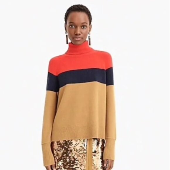 J. Crew Red, Navy, and Tan Turtleneck Sweater US M - Picture 2 of 14